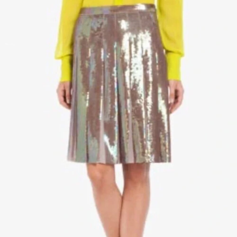 BCBG Edna Sequined Pleated A-line Skirt Size M NWT